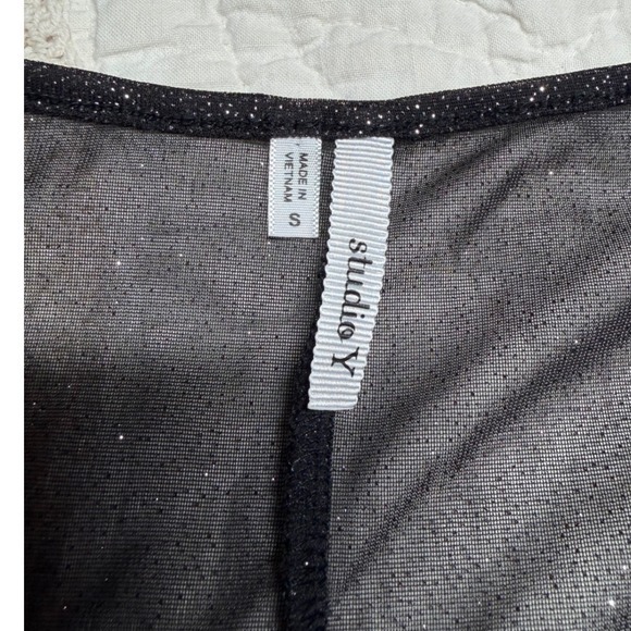 Studio Y Black Silver Glitter Lace Fairy Whimsigoth Rave Disco Y2K Womens Small - Picture 7 of 9